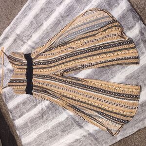 Striped Gold and Black Women's Romper Size L